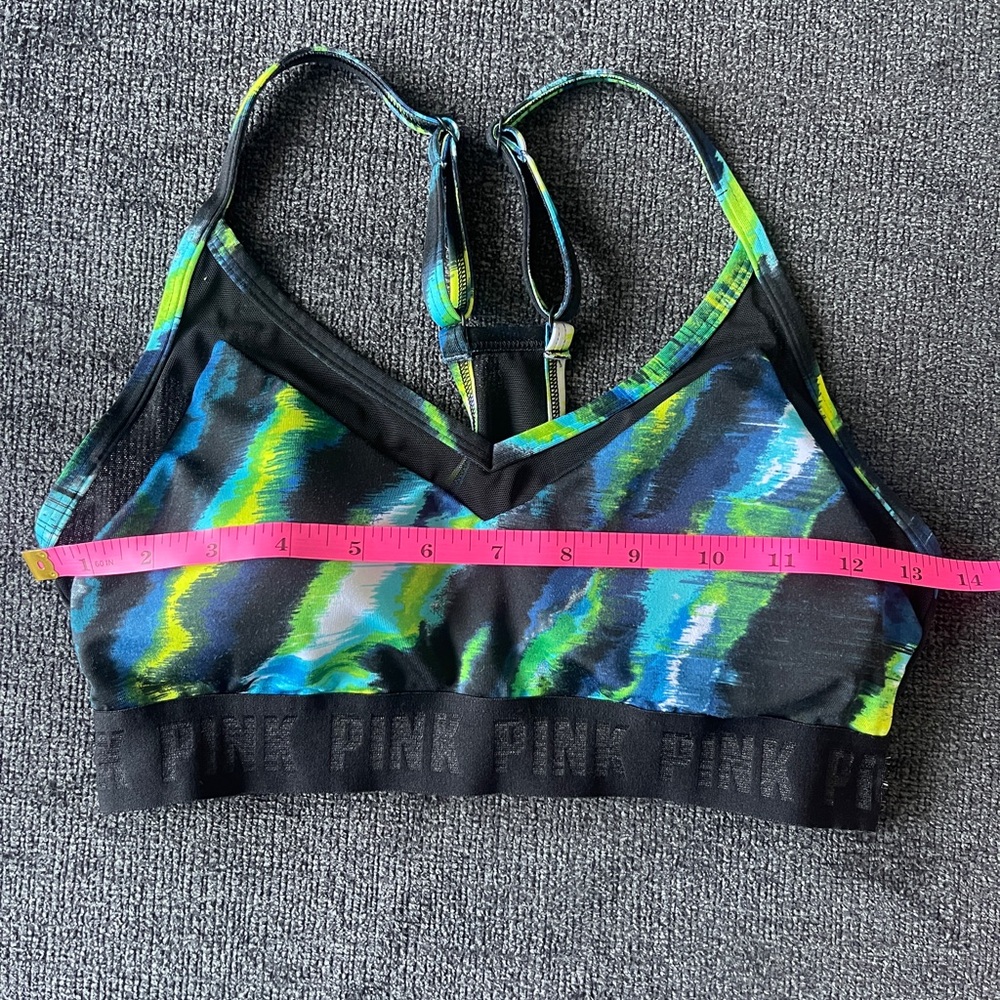 PINK Victoria's Secret | Size M | Black Sports Bra with Blue & Neon Green Print - Picture 11 of 11